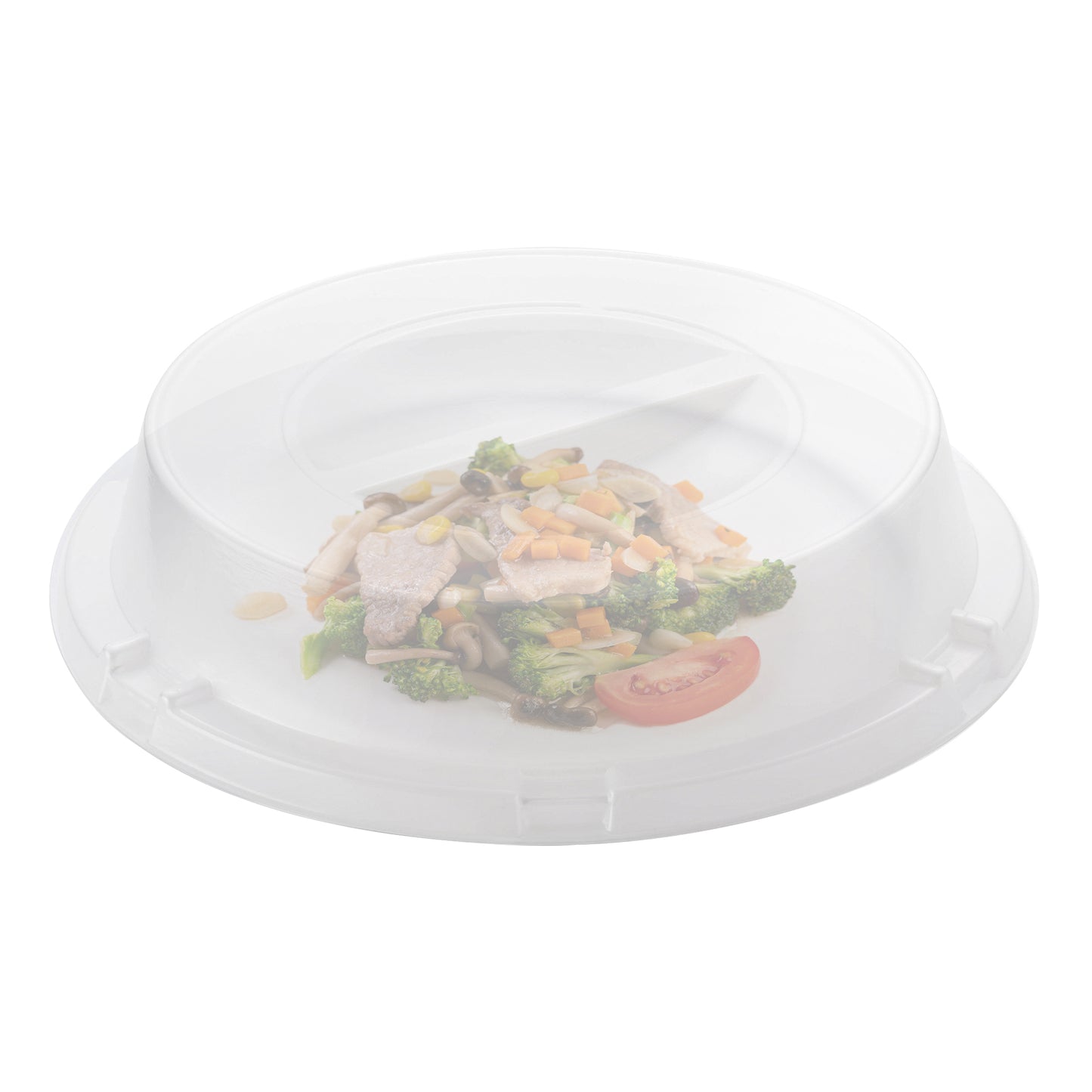 9" Solid White Plastic Buffet Plates with Clear Dome Lids