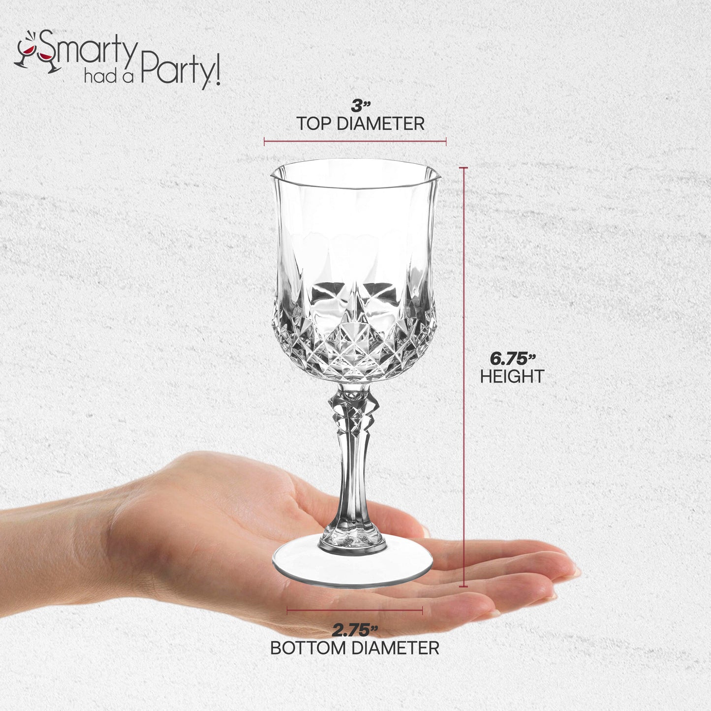 8 oz. Crystal Cut Disposable Plastic Wine Glasses