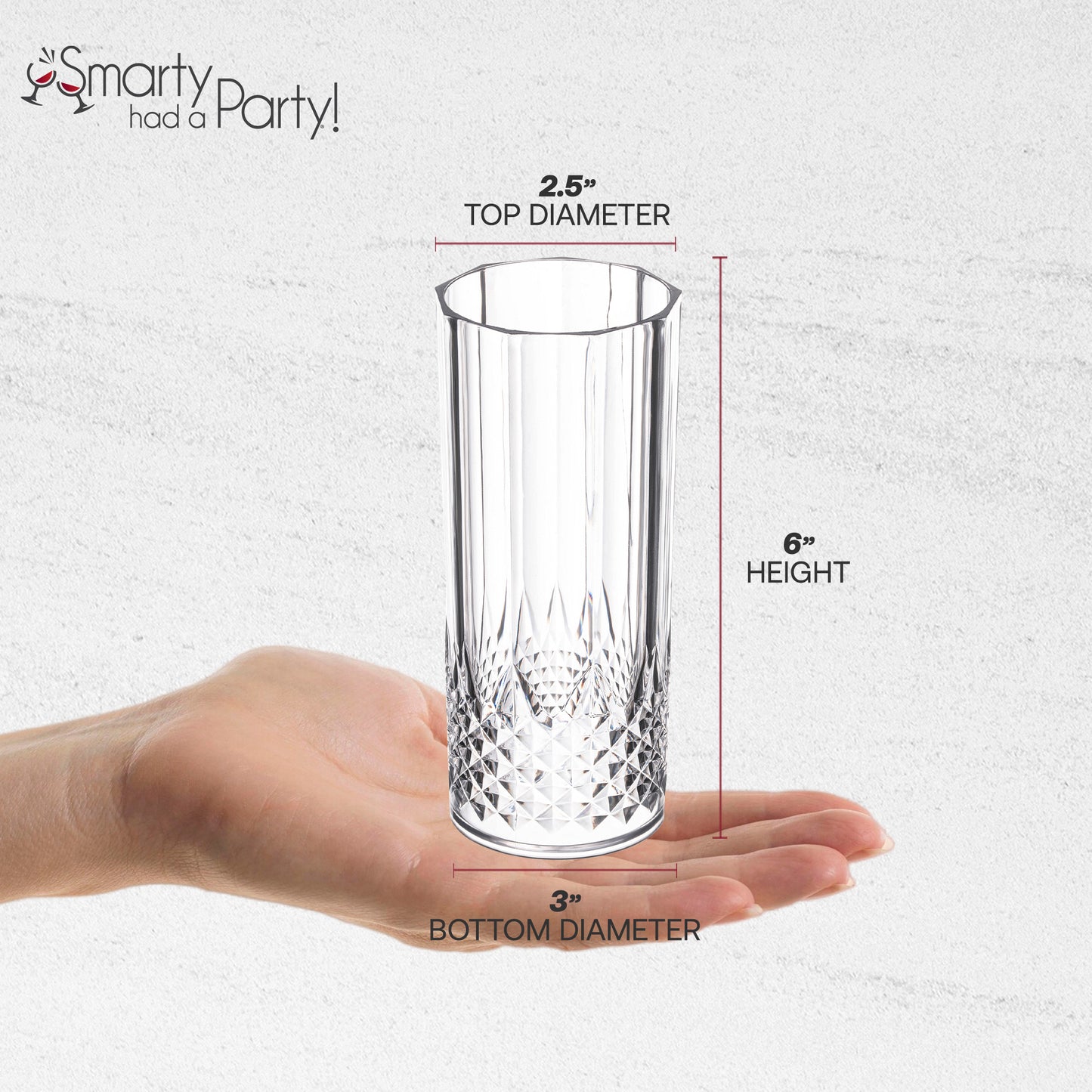 14 oz. Clear Crystal Cut High Ball Disposable Plastic Glasses