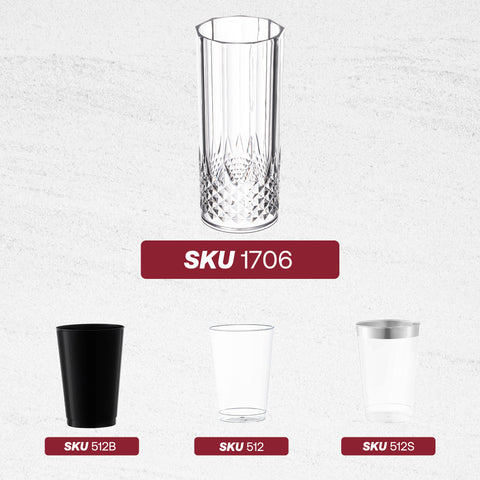 14 oz. Clear Crystal Cut High Ball Disposable Plastic Glasses