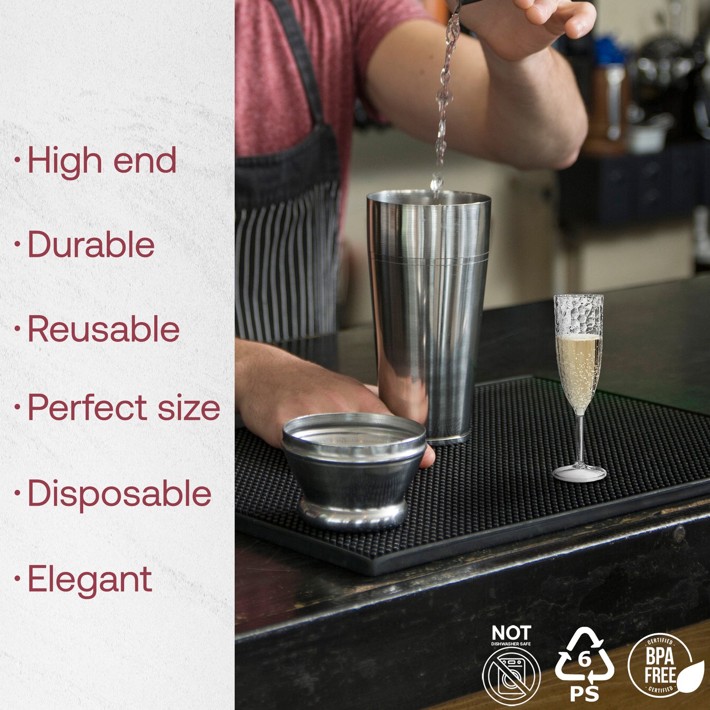 8 oz. Crystal Plastic Disposable Champagne Flutes