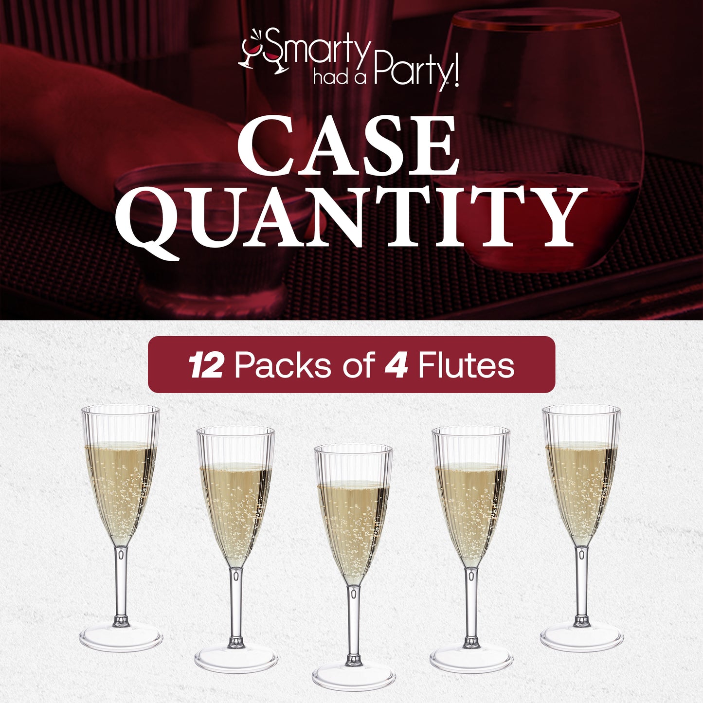 8 oz. Clear Stripe Round Plastic Champagne Flutes