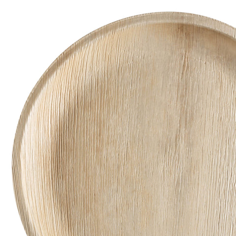 Close-up image of the Round Palm Leaf Disposable Eco-Friendly Platter (12