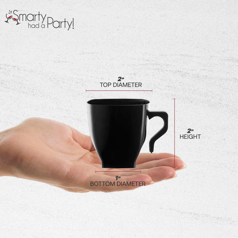 2 oz. Black Square Disposable Plastic Mini Coffee Tea Cups