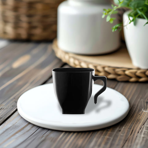 2 oz. Black Square Disposable Plastic Mini Coffee Tea Cups