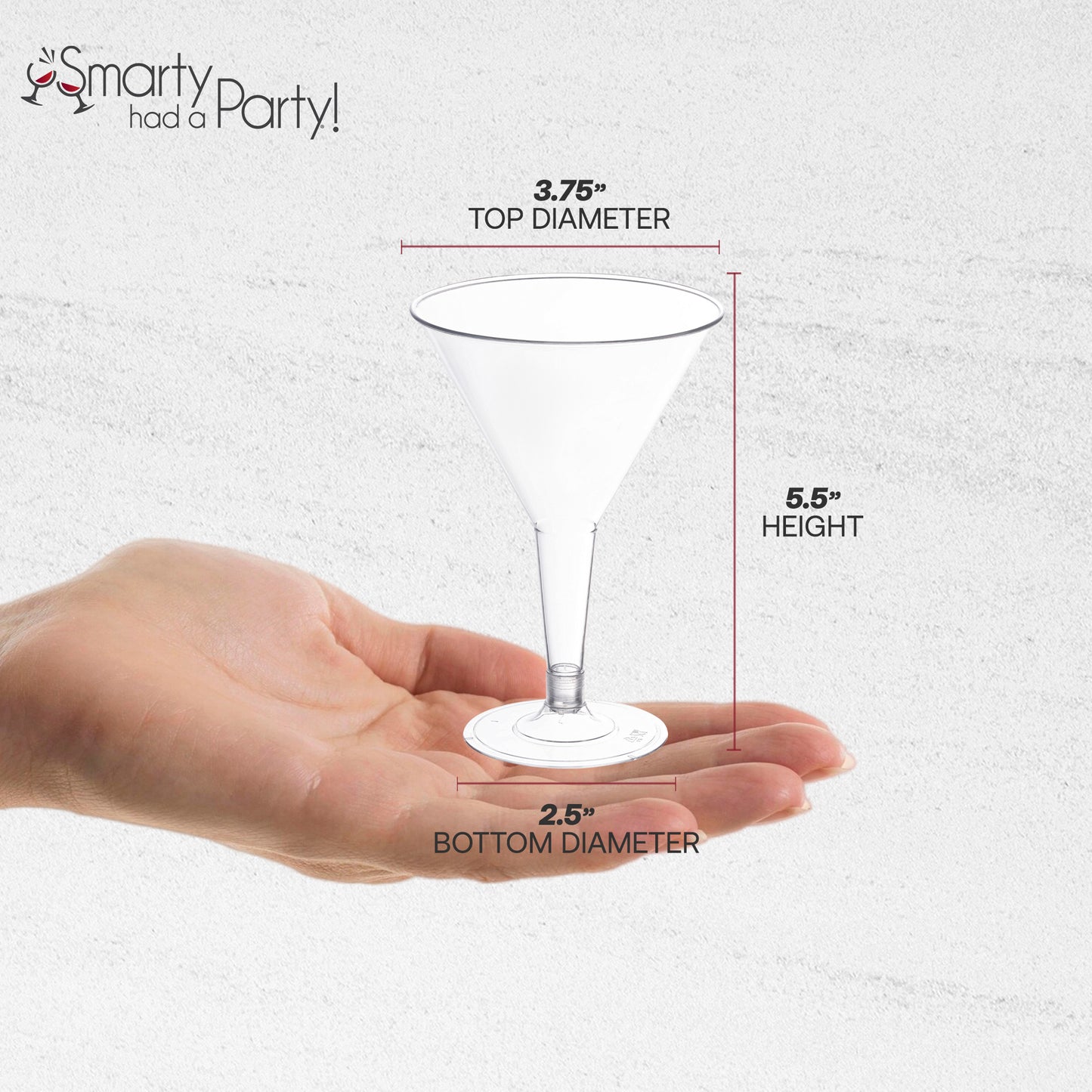 6 oz. Clear Disposable Plastic Martini Glasses