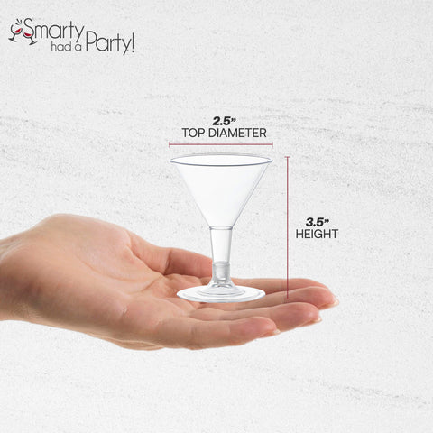 2 oz. Clear Disposable Plastic Mini Martini Shot Glasses