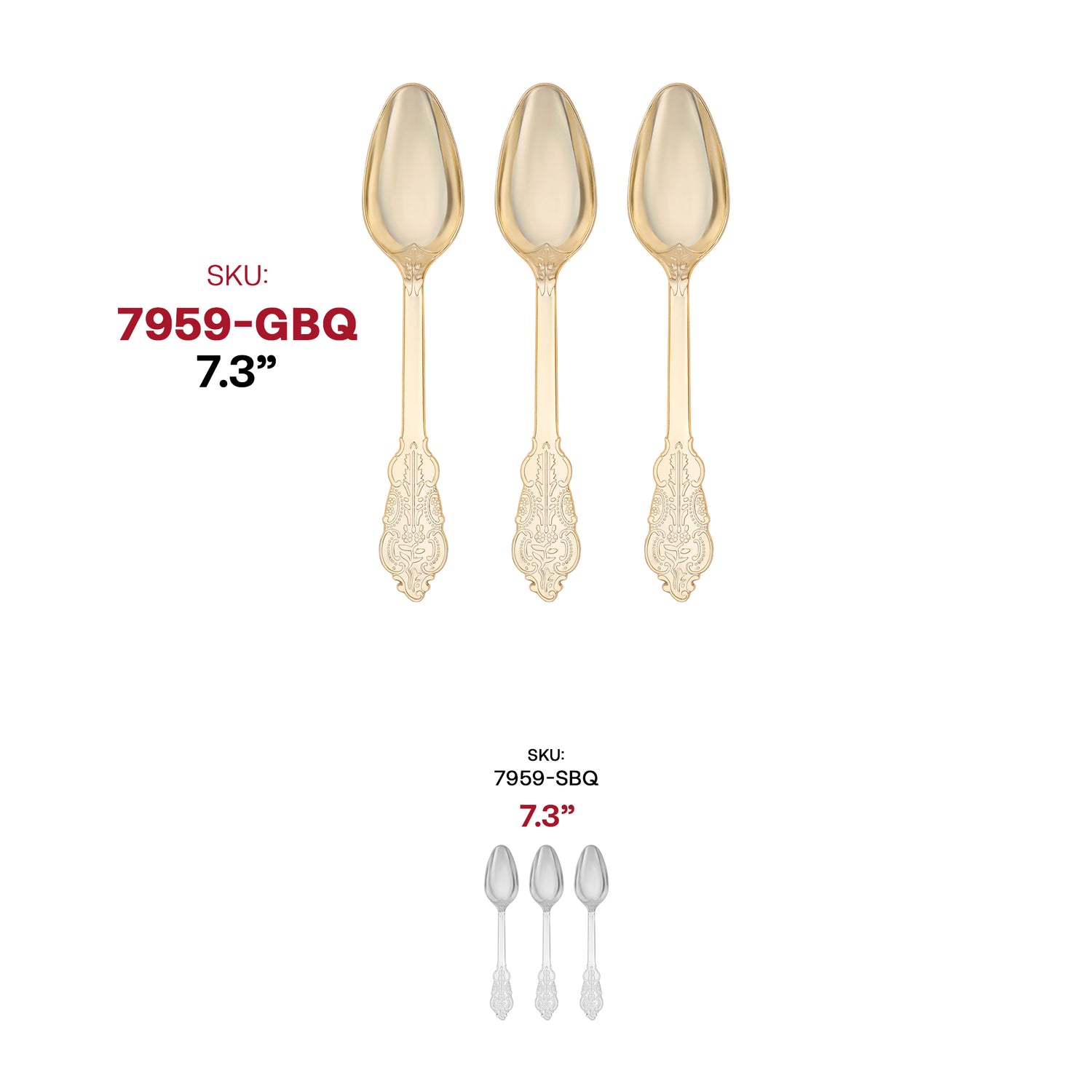 Shiny Baroque Gold Plastic Spoons SKU | The Kaya Collection