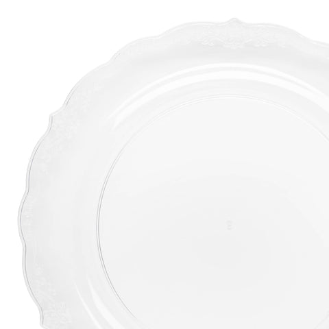 Clear Vintage Round Disposable Plastic Salad Plates (7.5