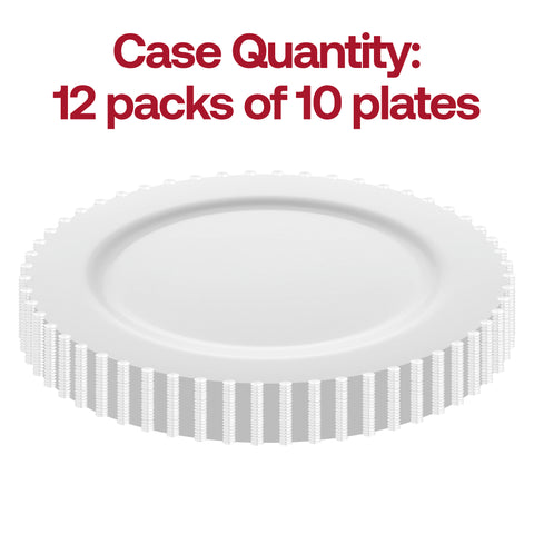 White Pearl String Round Plastic Salad Plates (7”)