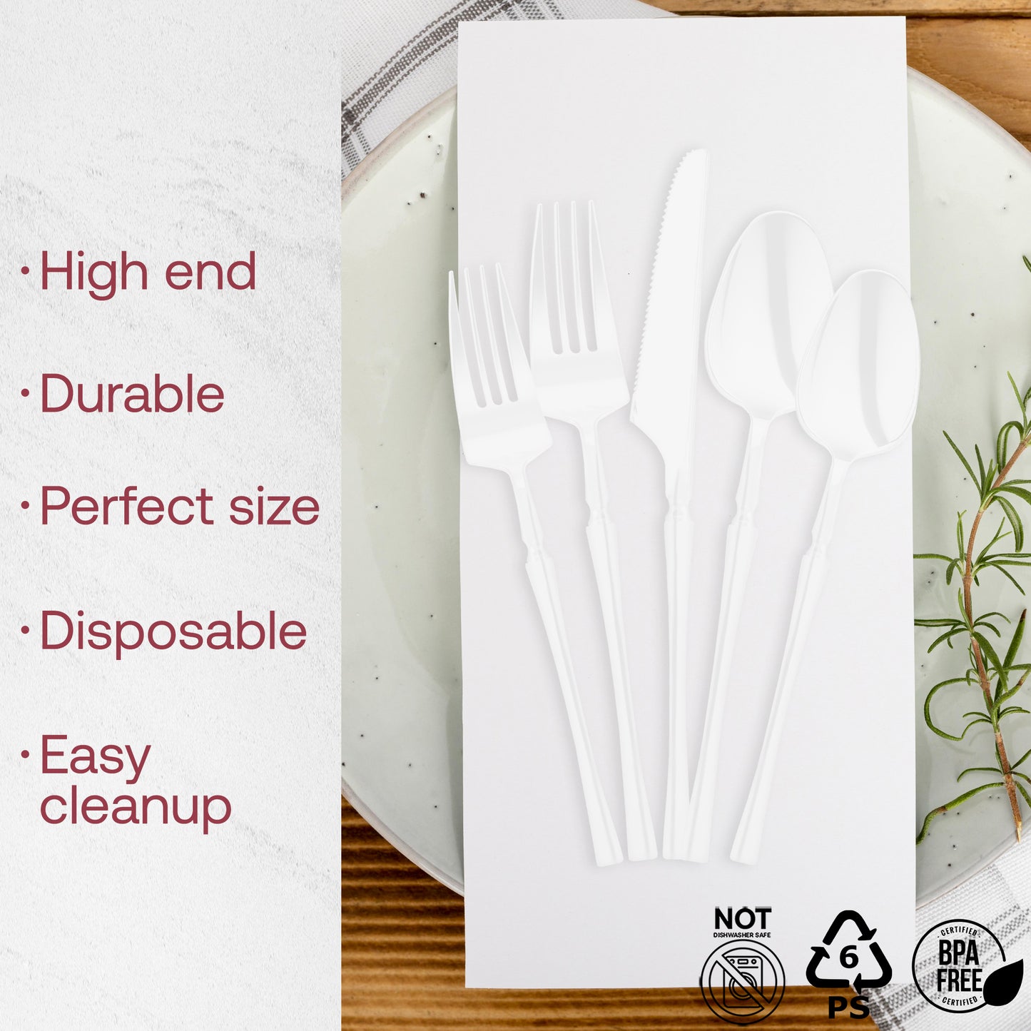 Solid White Moderno Disposable Plastic Dinner Knives