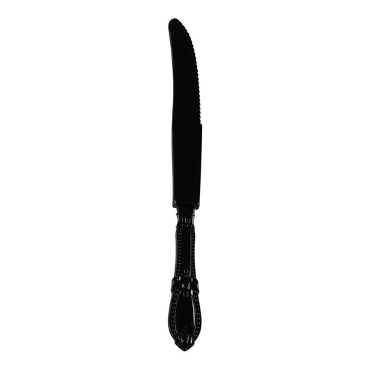 Black Baroque Disposable Plastic Dinner Knives Main | The Kaya Collection