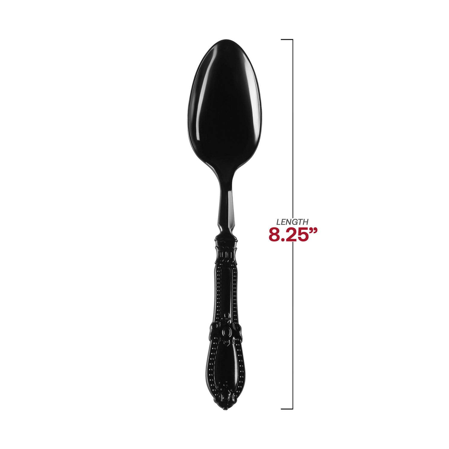 Black Baroque Disposable Plastic Dinner Spoons Dimension | The Kaya Collection