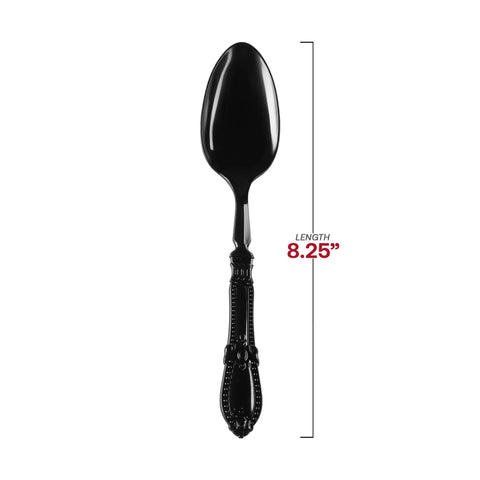 Black Baroque Disposable Plastic Dinner Spoons Dimension | The Kaya Collection