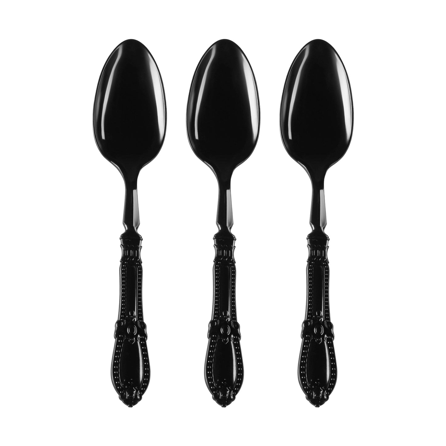 Black Baroque Disposable Plastic Dinner Spoons Secondary | The Kaya Collection