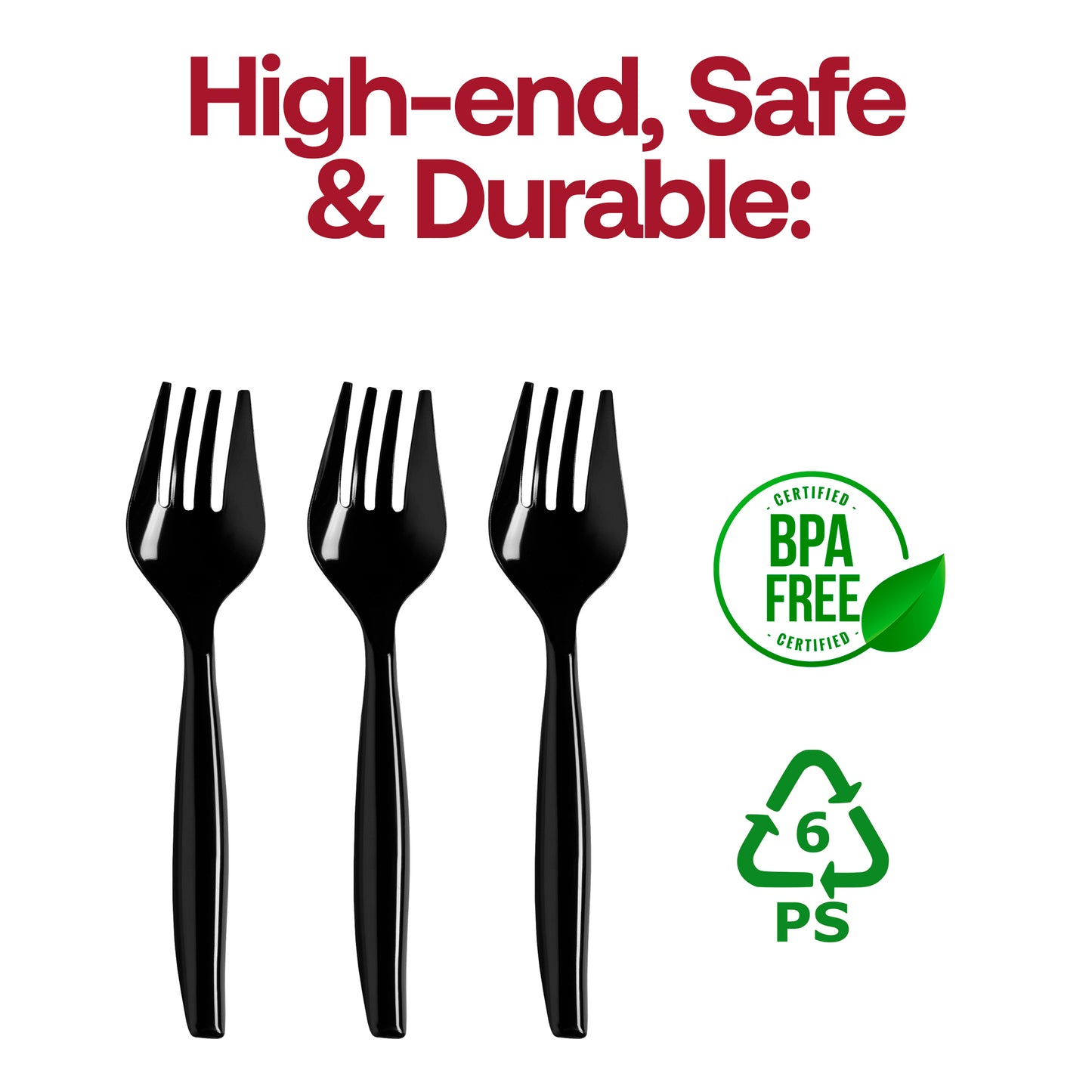 Black Disposable Plastic Serving Forks BPA | The Kaya Collection