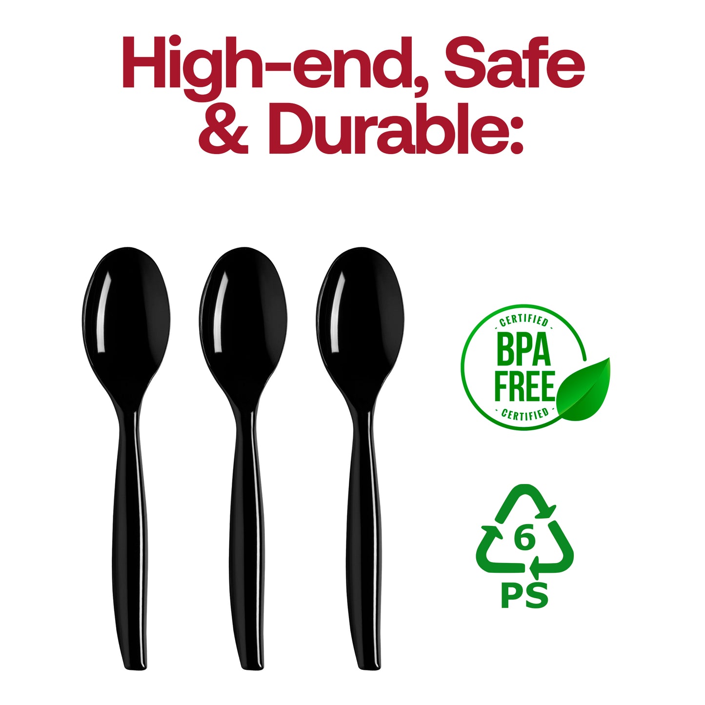 Black Disposable Plastic Serving Spoons BPA | The Kaya Collection