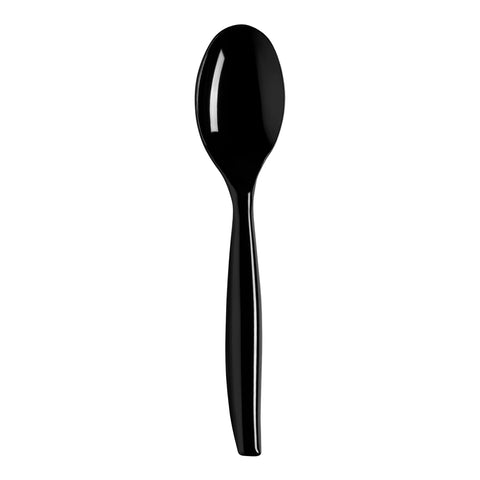 Black Disposable Plastic Serving Spoons Main | The Kaya Collection