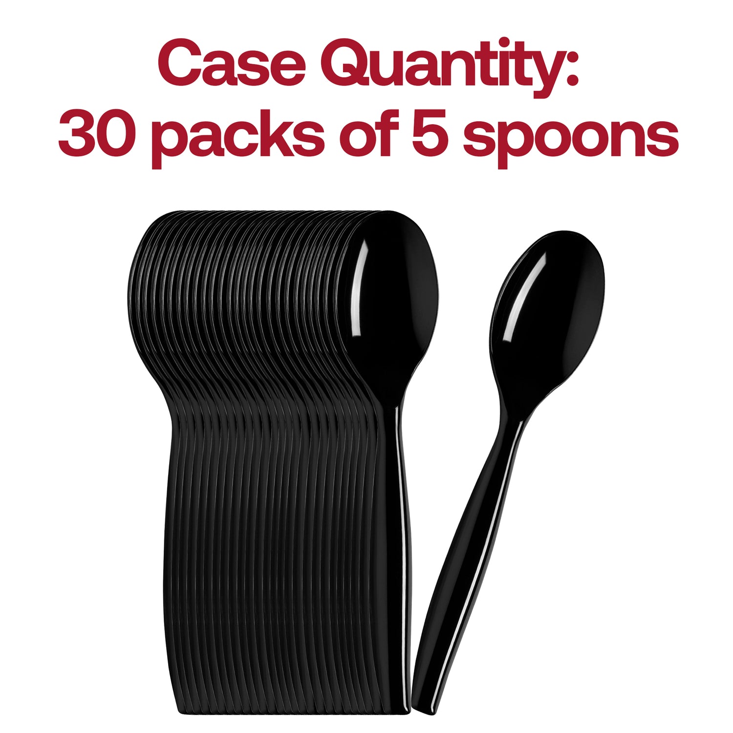 Black Disposable Plastic Serving Spoons Quantity | The Kaya Collection