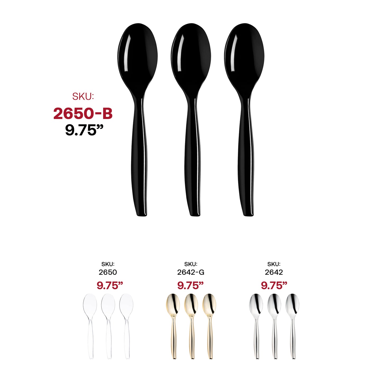 Black Disposable Plastic Serving Spoons SKU | The Kaya Collection