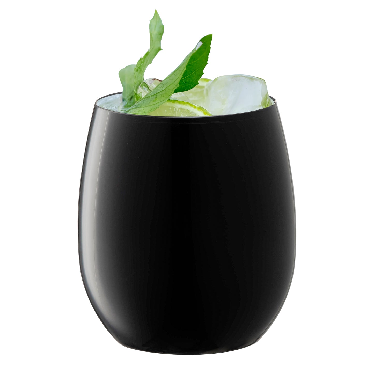 12 oz. Black Elegant Stemless Plastic Wine Glasses Secondary | The Kaya Collection