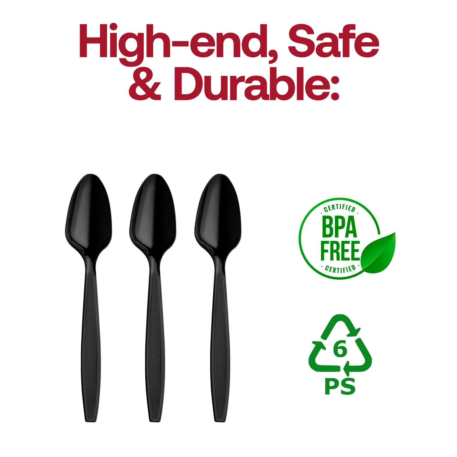 Black Plastic Disposable Spoons BPA | The Kaya Collection