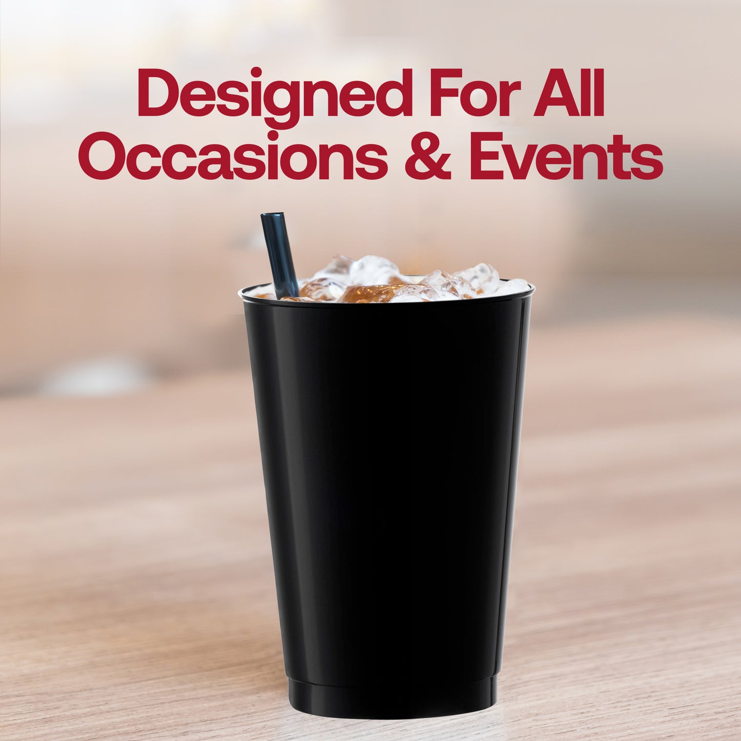 12 oz. Black Round Disposable Plastic Tumblers Lifestyle | The Kaya Collection