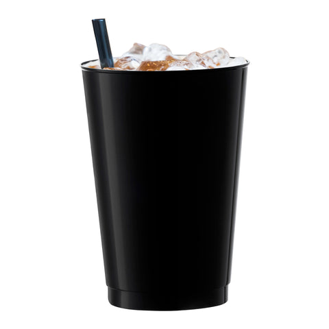 12 oz. Black Round Disposable Plastic Tumblers Secondary | The Kaya Collection