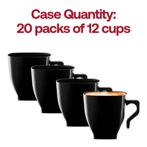 2 oz. Black Square Plastic Mini Coffee Tea Cups Quantity | The Kaya Collection