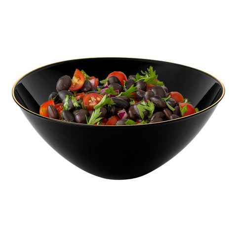Black with Gold Rim Organic Round Disposable Plastic Bowls (32 oz.) Secondary | The Kaya Collection