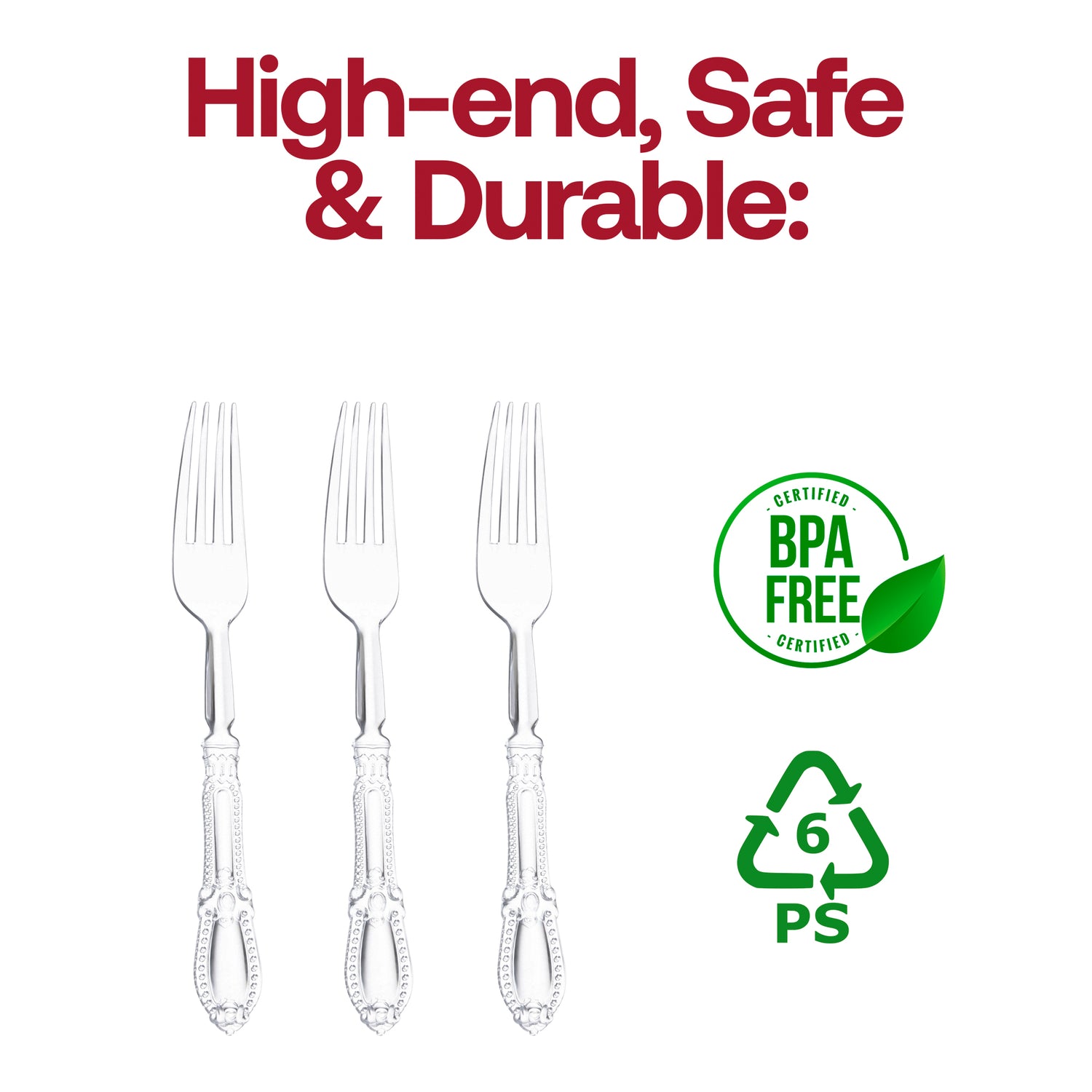 Clear Baroque Disposable Plastic Dinner Forks BPA | The Kaya Collection