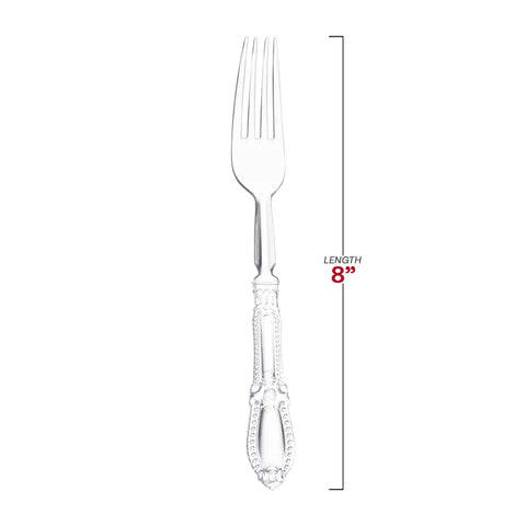 Clear Baroque Disposable Plastic Dinner Forks Dimension | The Kaya Collection