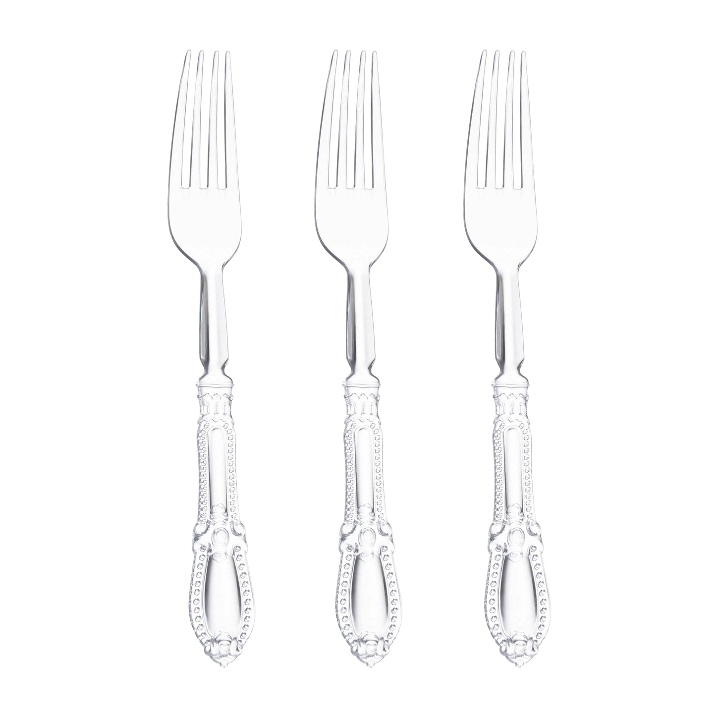 Clear Baroque Disposable Plastic Dinner Forks Secondary | The Kaya Collection