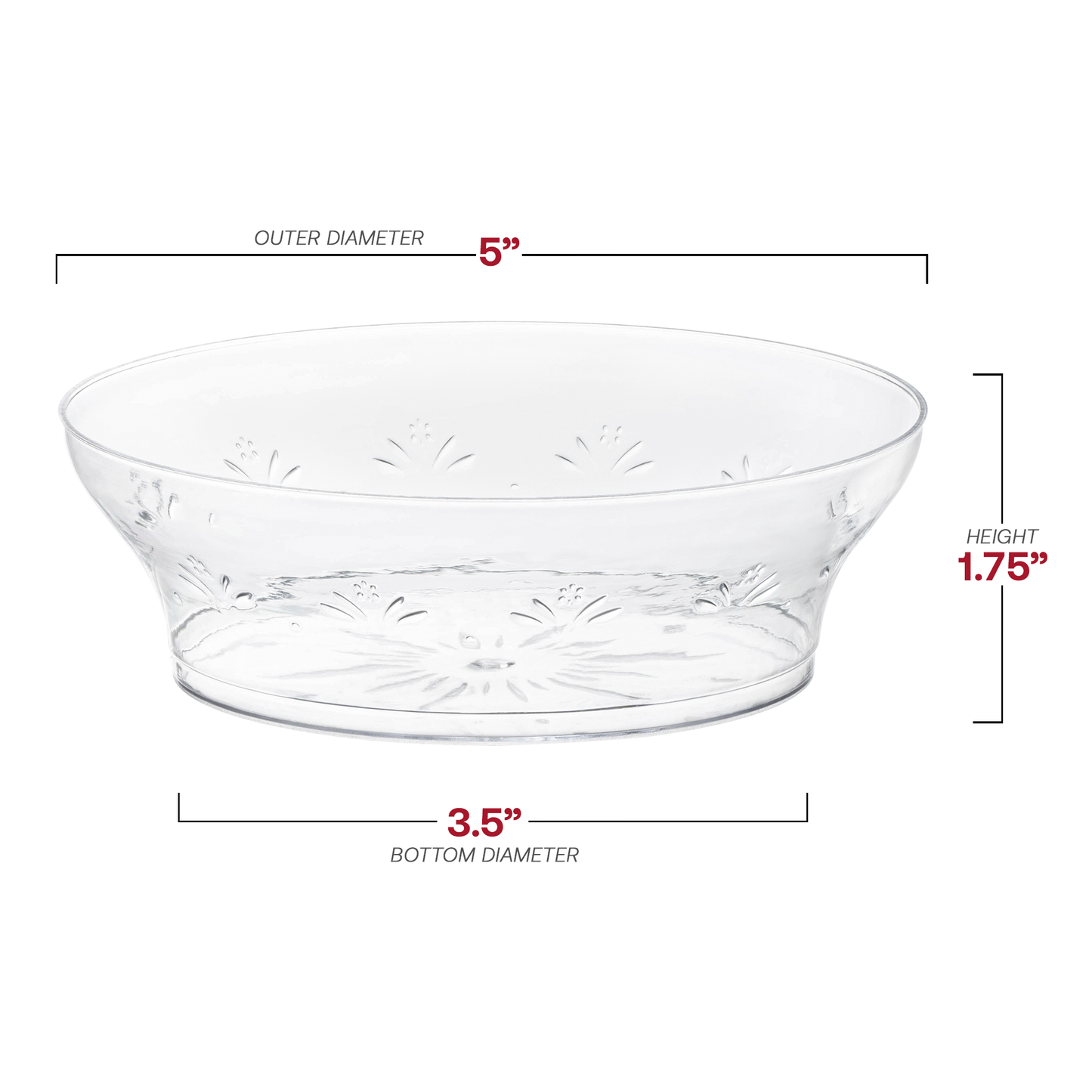 Clear Floral Round Disposable Plastic Soup Bowls (10 oz.) Dimension | The Kaya Collection