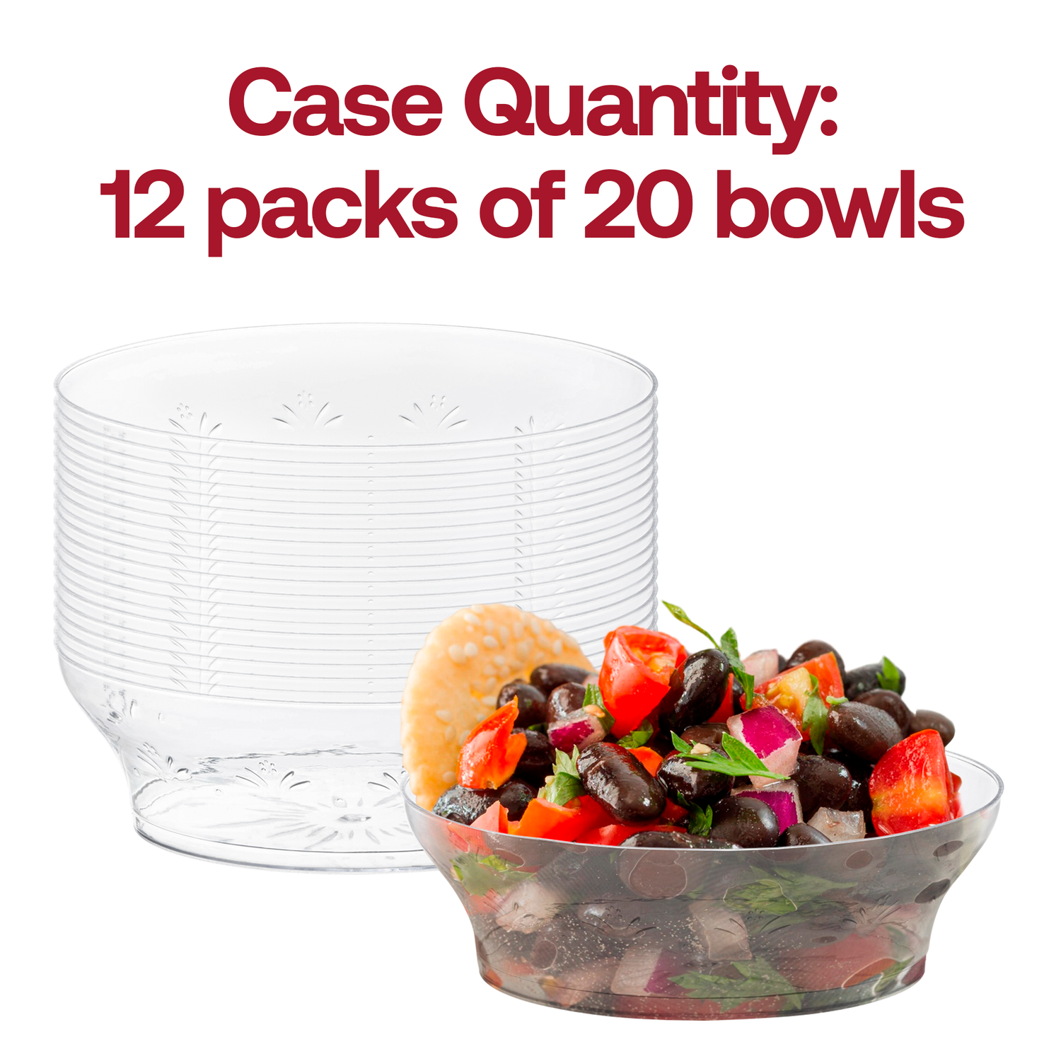 Clear Floral Round Disposable Plastic Soup Bowls (10 oz.) Quantity | The Kaya Collection