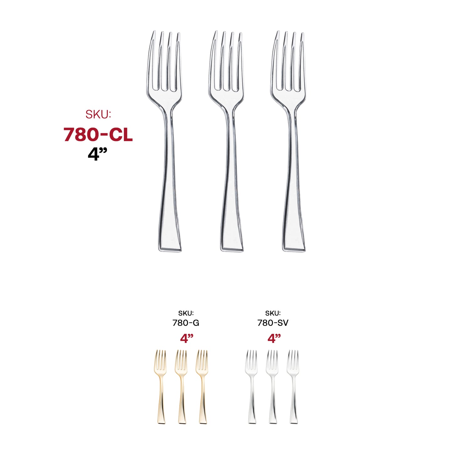 Clear Mini Plastic Disposable Tasting Forks SKU | The Kaya Collection