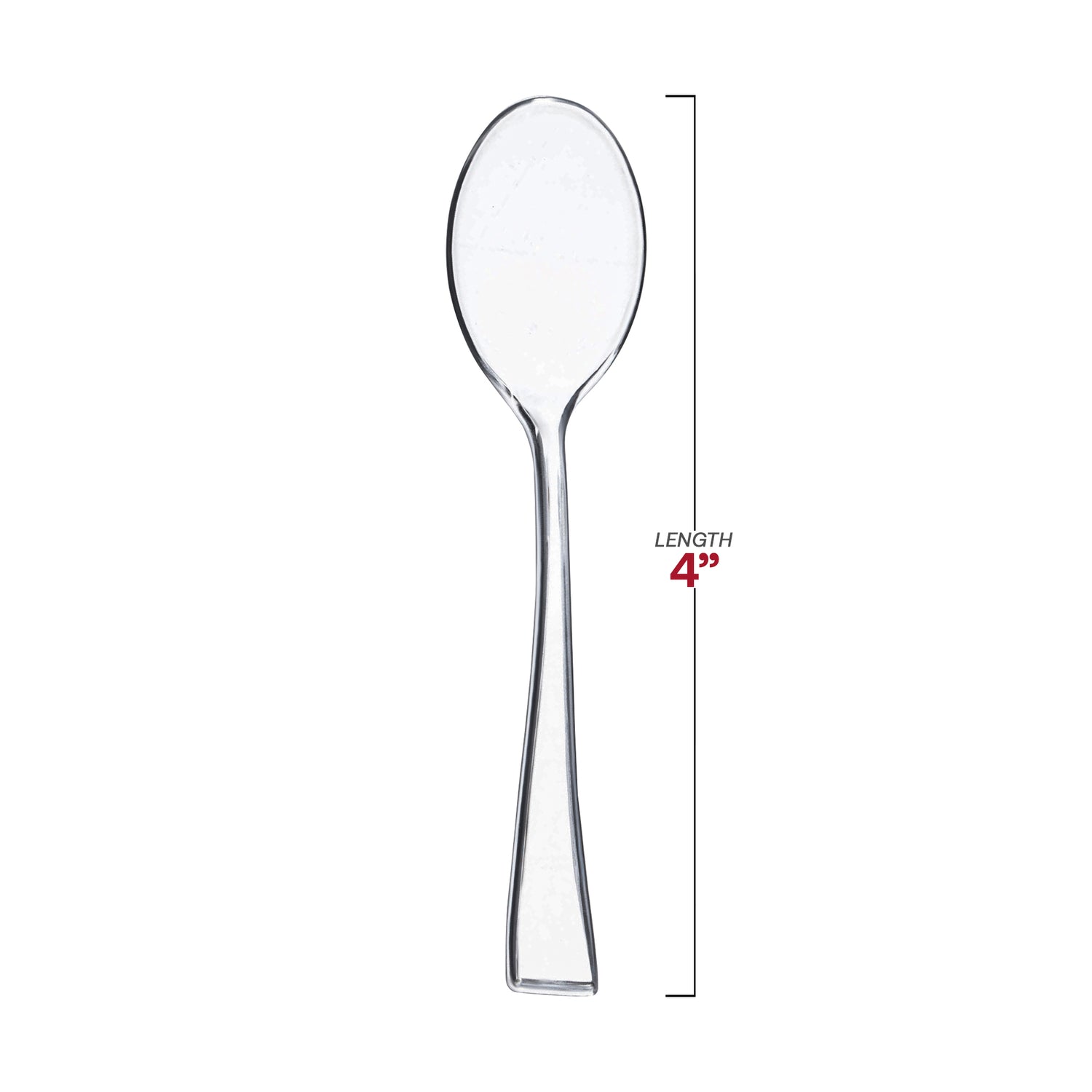 Clear Mini Plastic Disposable Tasting Spoons Dimension | The Kaya Collection