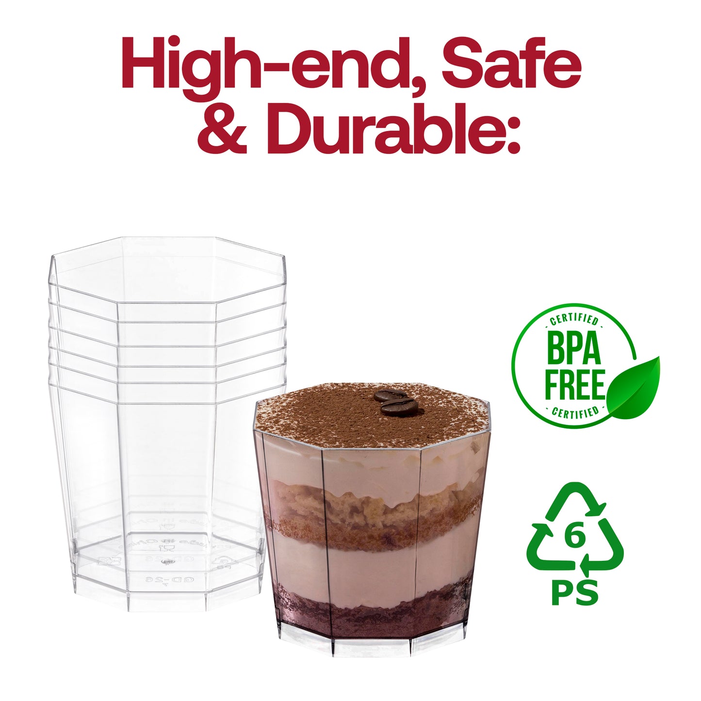 5.5 oz. Clear Octagon Disposable Plastic Dessert Cups BPA | The Kaya Collection