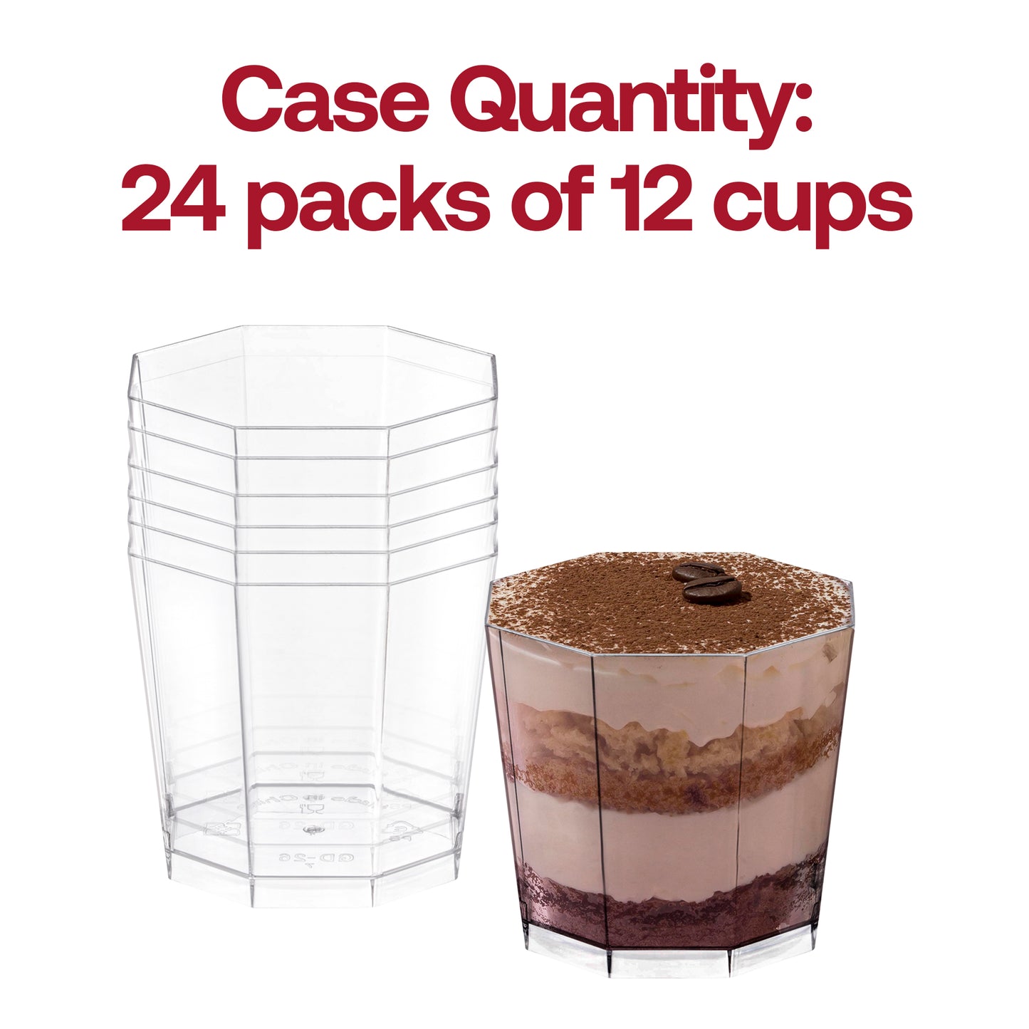 5.5 oz. Clear Octagon Disposable Plastic Dessert Cups Quantity | The Kaya Collection