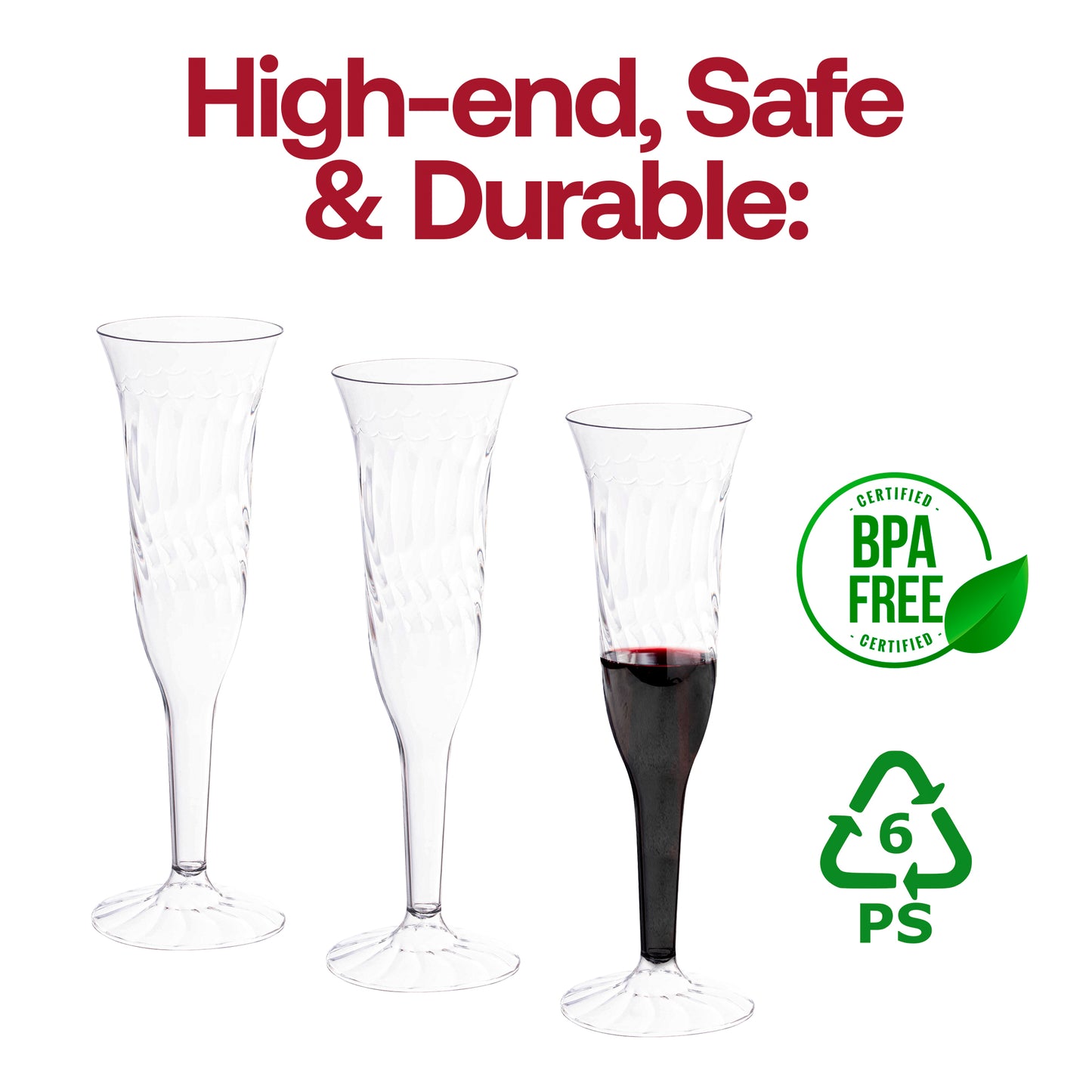 5 oz. Clear Plastic Champagne Flutes BPA | The Kaya Collection