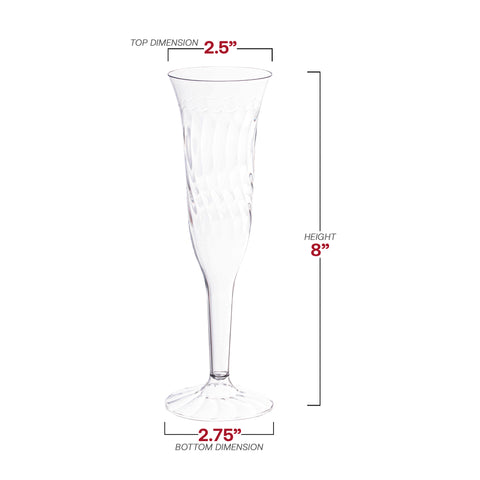 5 oz. Clear Plastic Champagne Flutes Dimension | The Kaya Collection