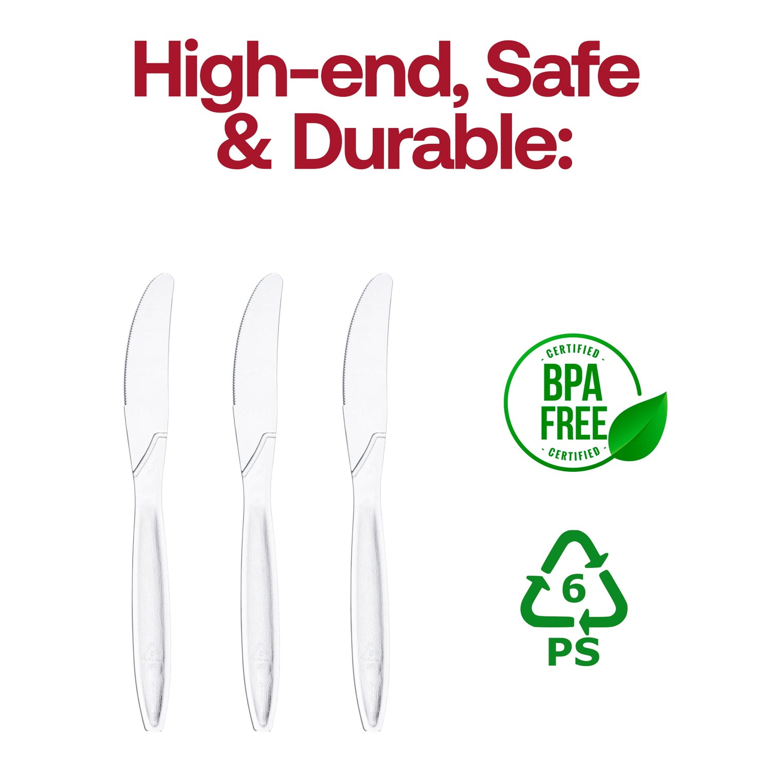 Clear Plastic Disposable Knives BPA | The Kaya Collection