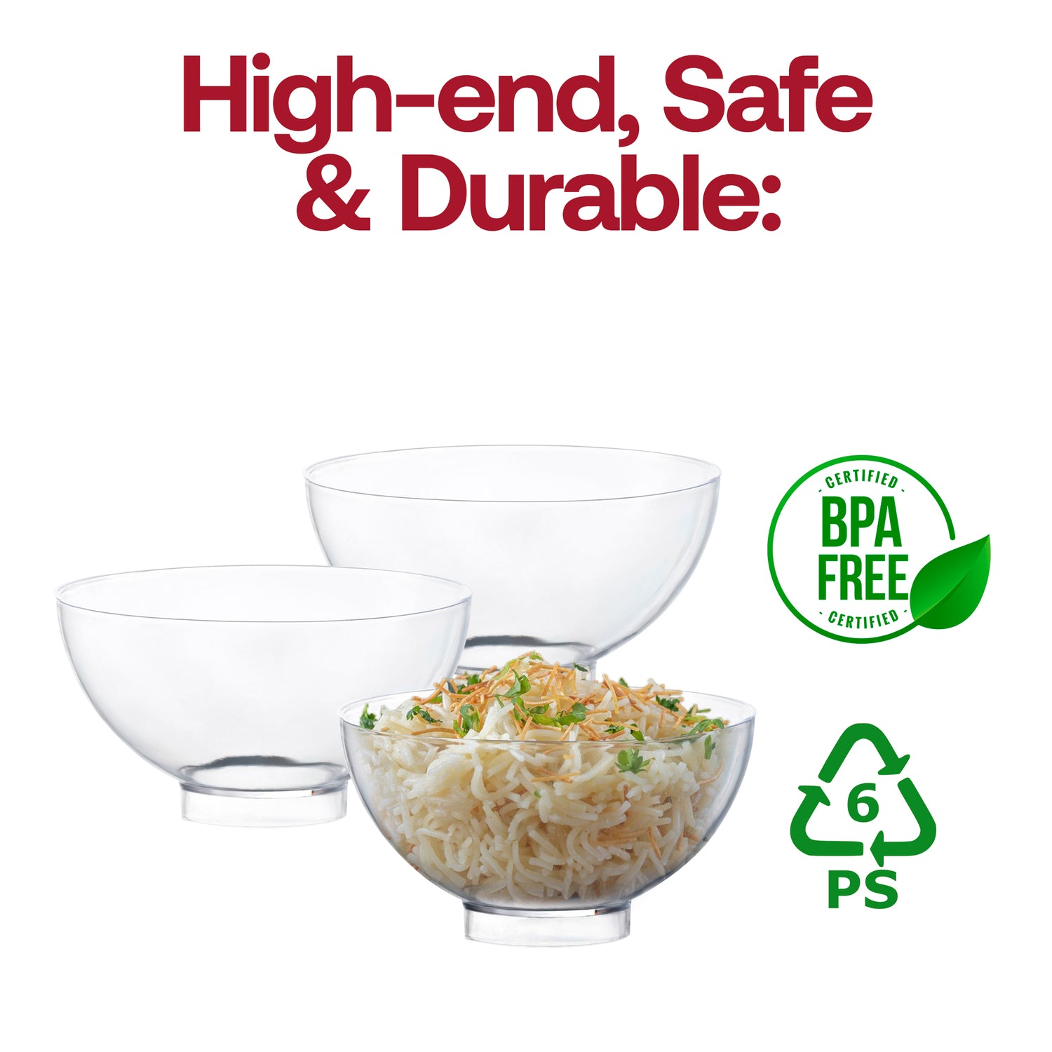 Clear Round Disposable Plastic Mini Bowls (2.65 oz.) BPA | The Kaya Collection