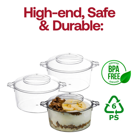 3.4 oz. Clear Round Disposable Plastic Mini Dessert Pots BPA | The Kaya Collection