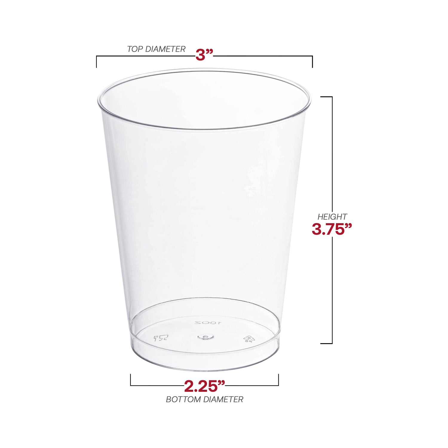 10 oz. Clear Round Plastic Cups Dimension | The Kaya Collection