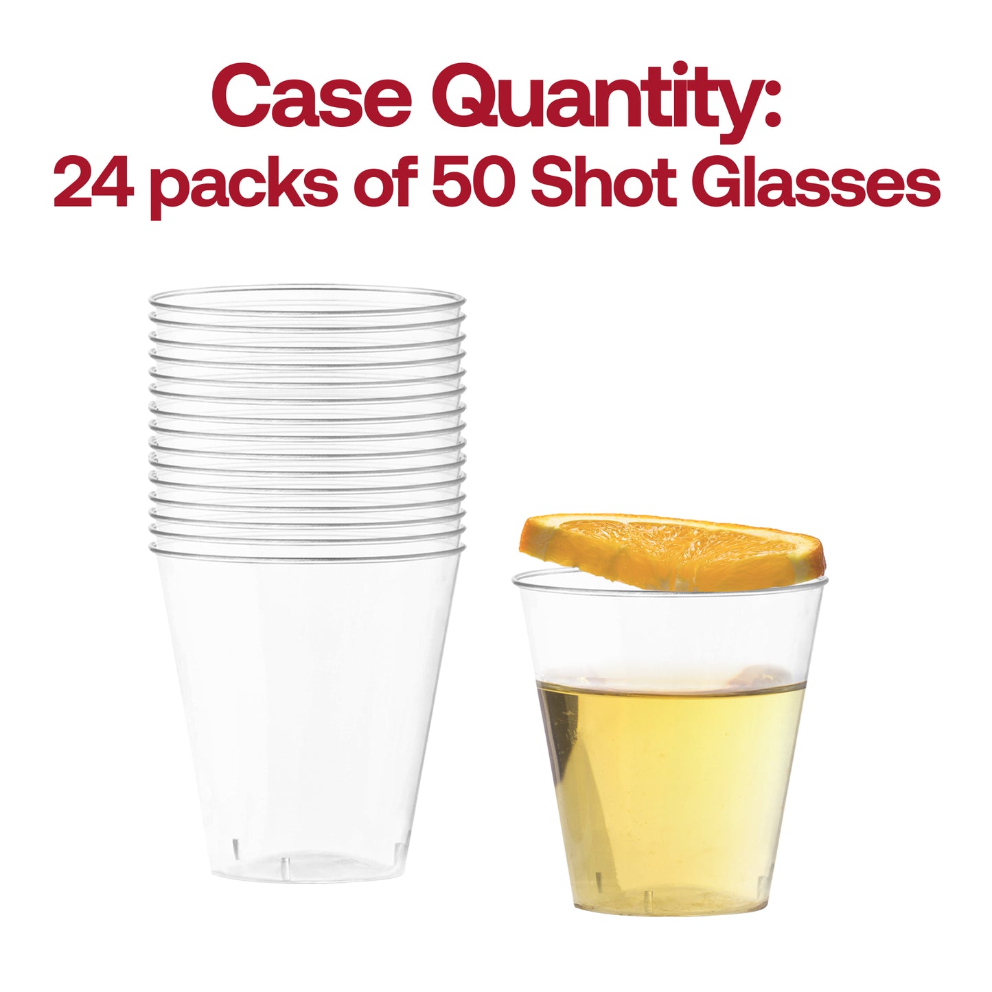 2 oz. Clear Round Plastic Disposable Shot Glasses Quantity | The Kaya Collection