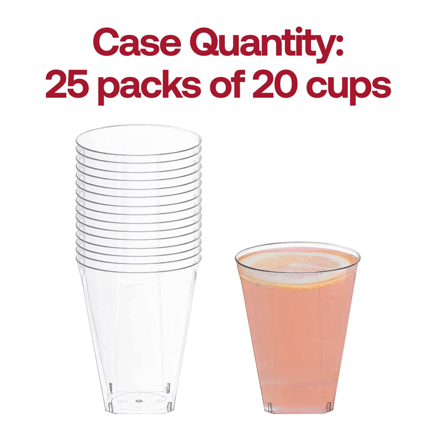 7 oz. Clear Square Bottom Disposable Plastic Cups Quantity | The Kaya Collection