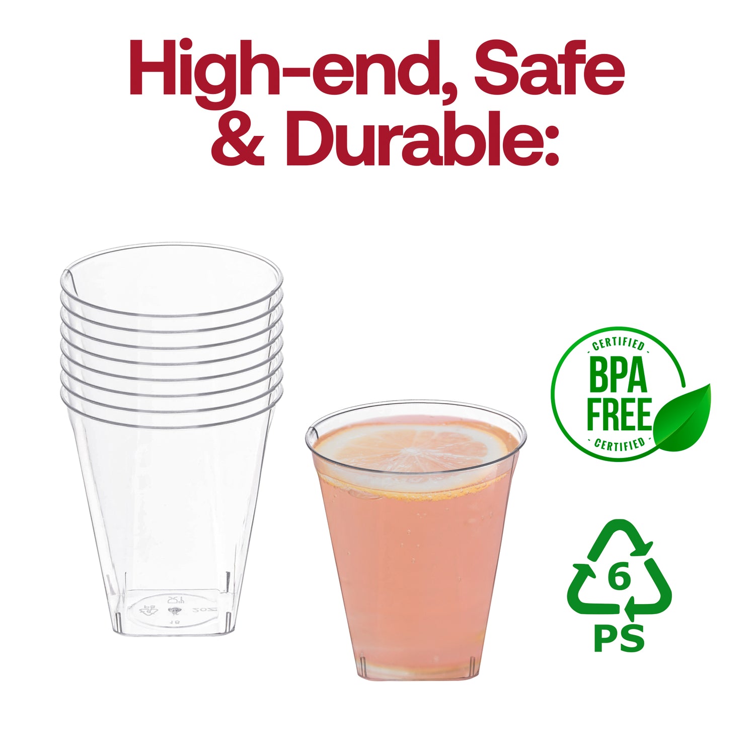 2 oz. Clear Square Bottom Disposable Plastic Shot Cups BPA | The Kaya Collection