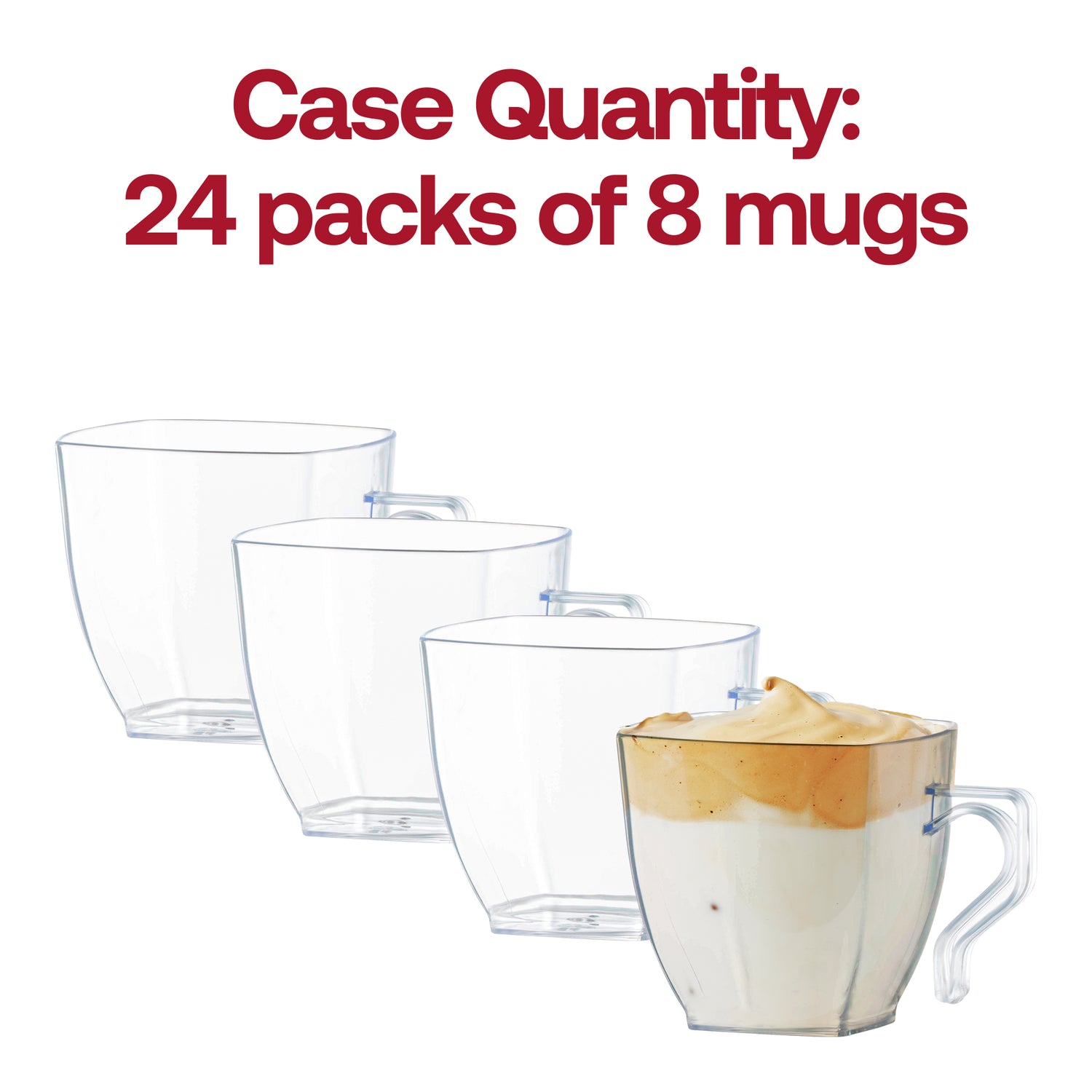 8 oz. Clear Square Plastic Coffee Mugs Quantity | The Kaya Collection