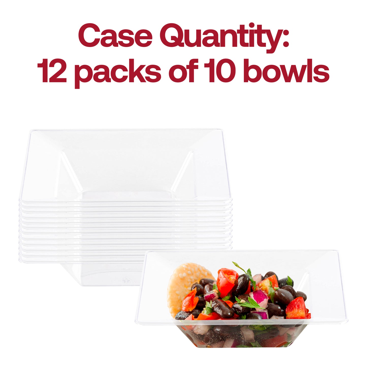 Clear Square Disposable Plastic Soup Bowls (12 oz.) Quantity | The Kaya Collection